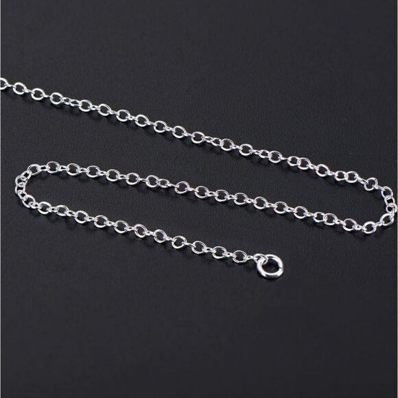 Dainty! Silver Plated Chain Necklace Link Cable Lobster Clasp 1.2mm 24" - Picture 6 of 7